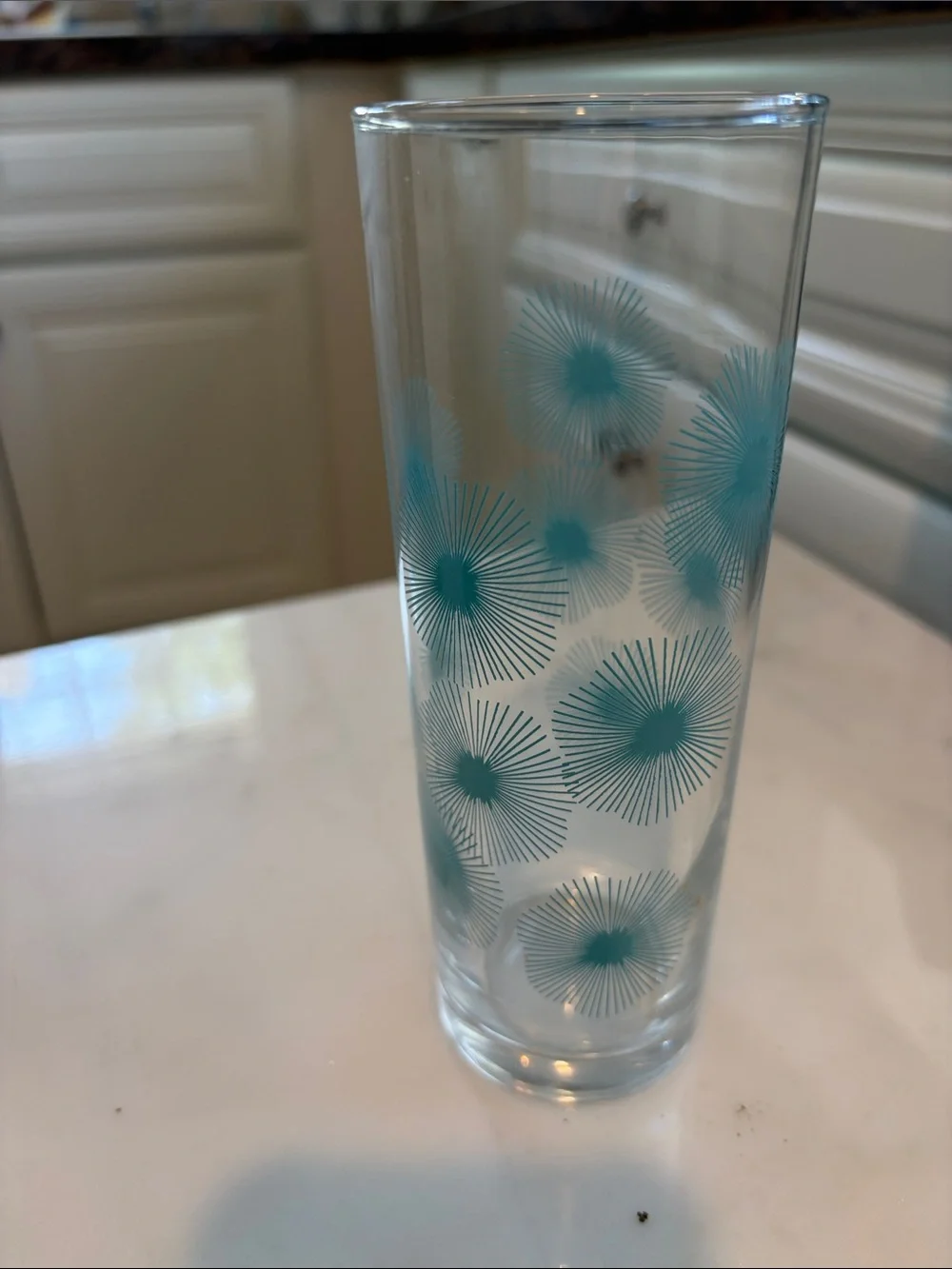 Vintage IKEA SNÄLL Teal Floral Glass Tumblers - Set of 6